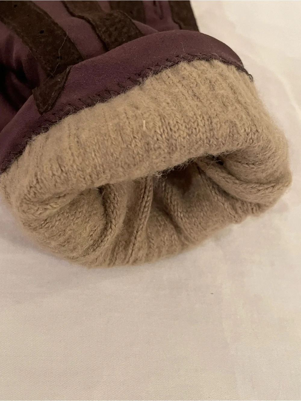 isotoner Women's Plum and Dark Brown Two-Tone Gloves - Picture 7 of 7